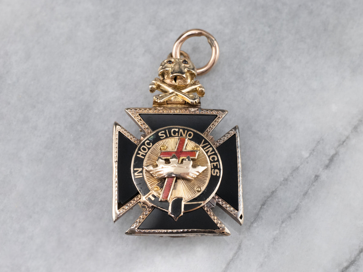 Masonic Old Mine Cut Diamond Double Headed Eagle Pendant