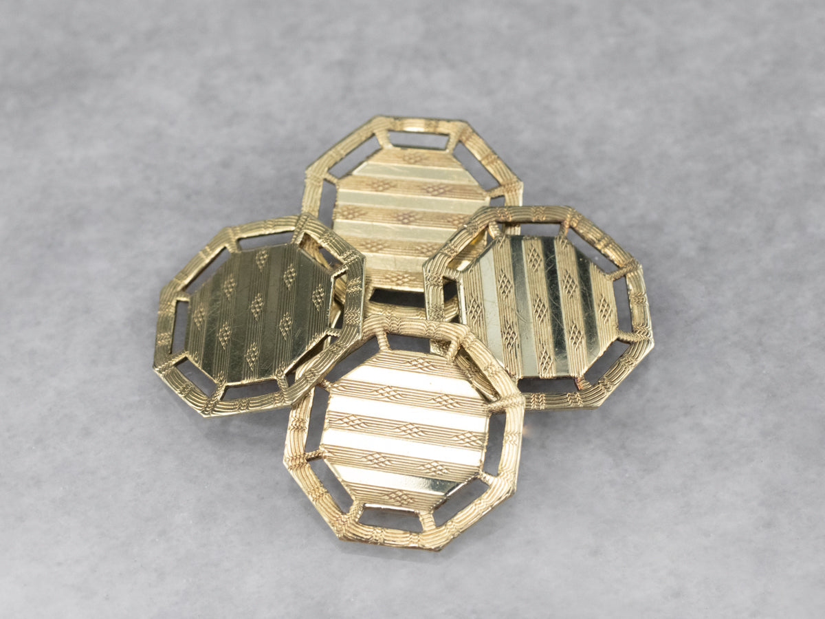 Vintage Etched Pinstriped Cufflinks