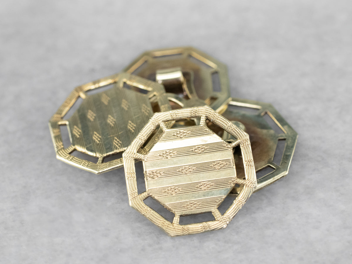 Vintage Etched Pinstriped Cufflinks