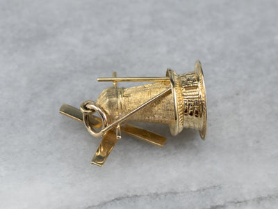 Large Moving Windmill Gold Pendant