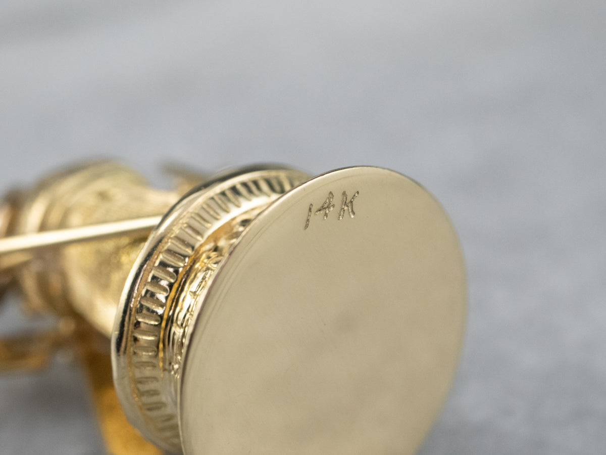 Large Moving Windmill Gold Pendant