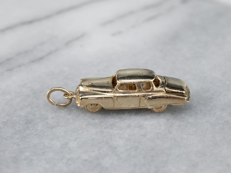 Vintage Car Gold Charm Pendant
