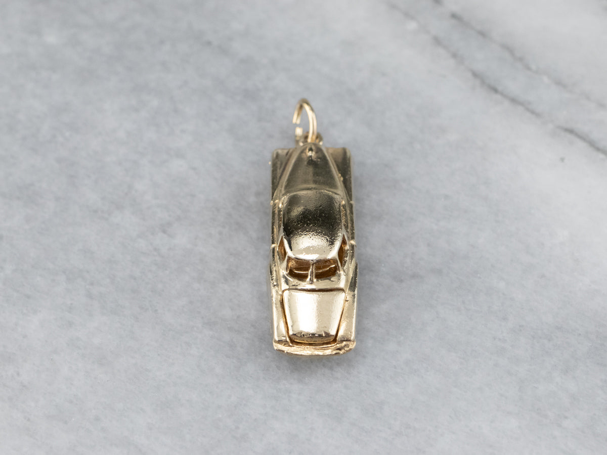 Vintage Car Gold Charm Pendant