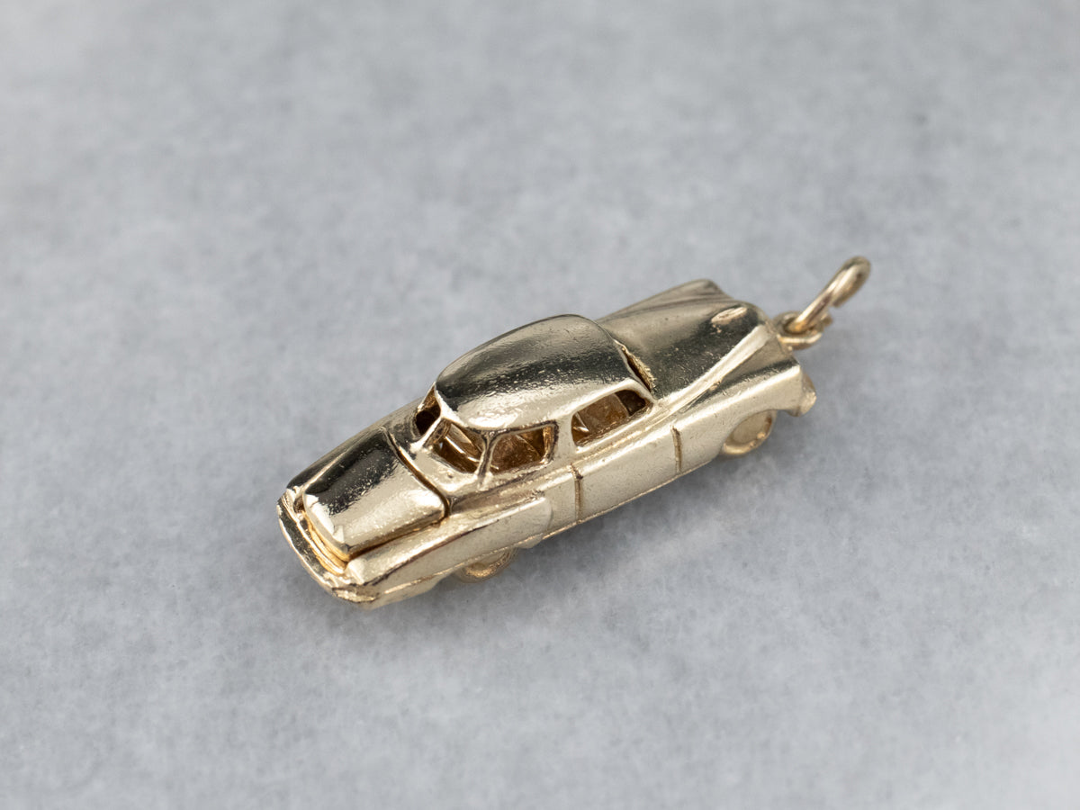 Vintage Car Gold Charm Pendant