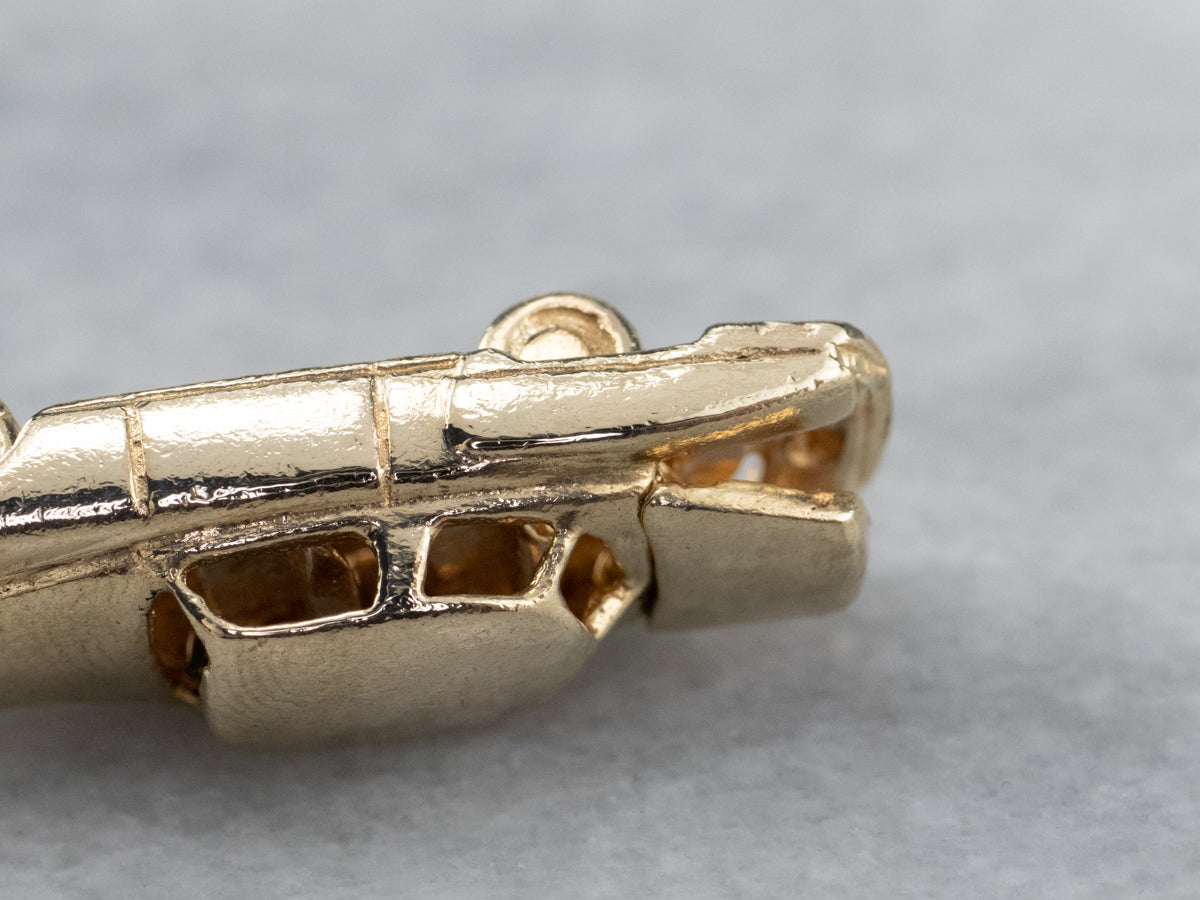 Vintage Car Gold Charm Pendant