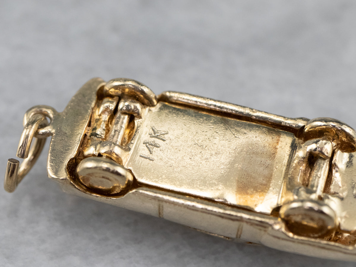 Vintage Car Gold Charm Pendant