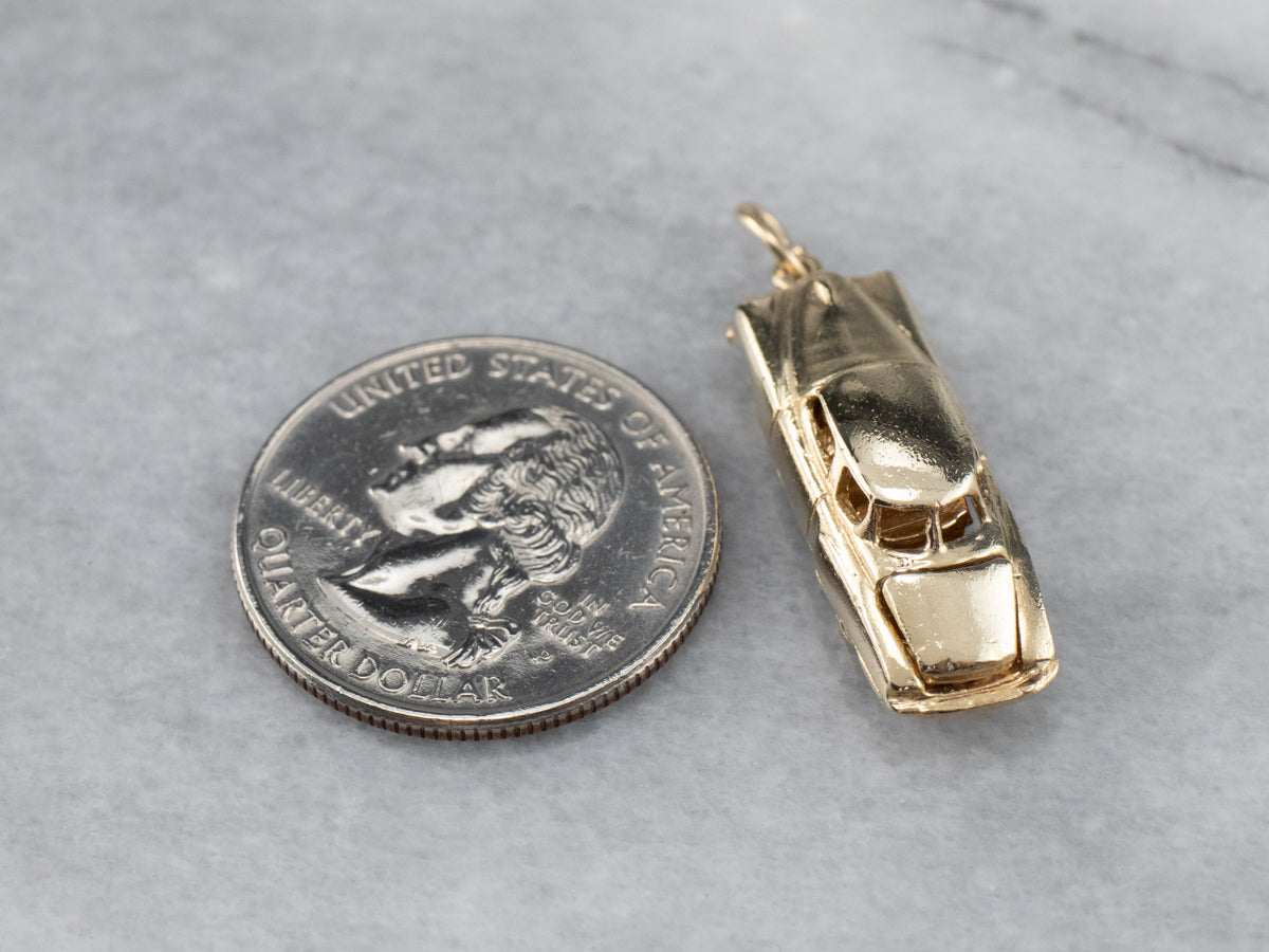 Vintage Car Gold Charm Pendant