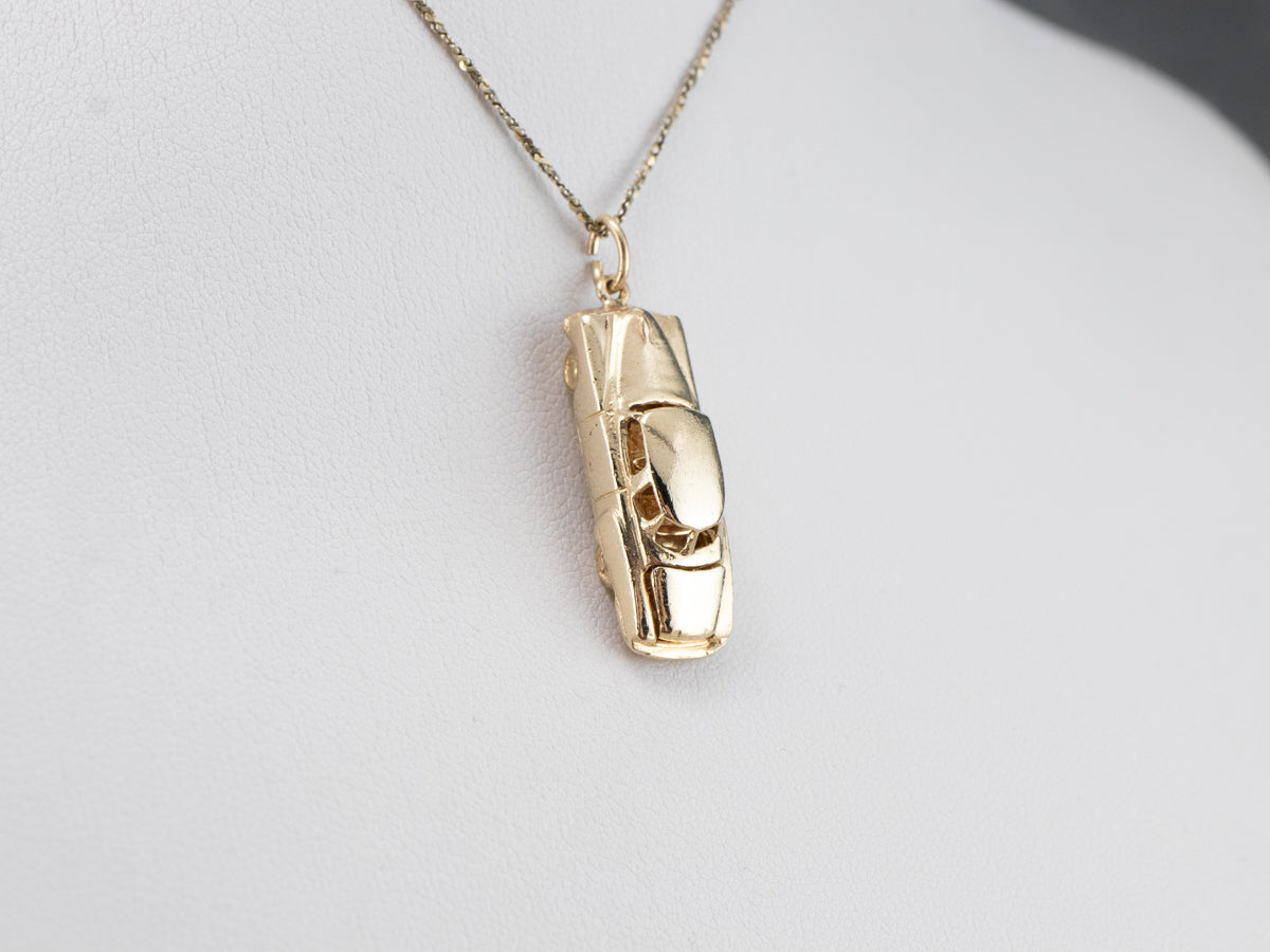 Vintage Car Gold Charm Pendant