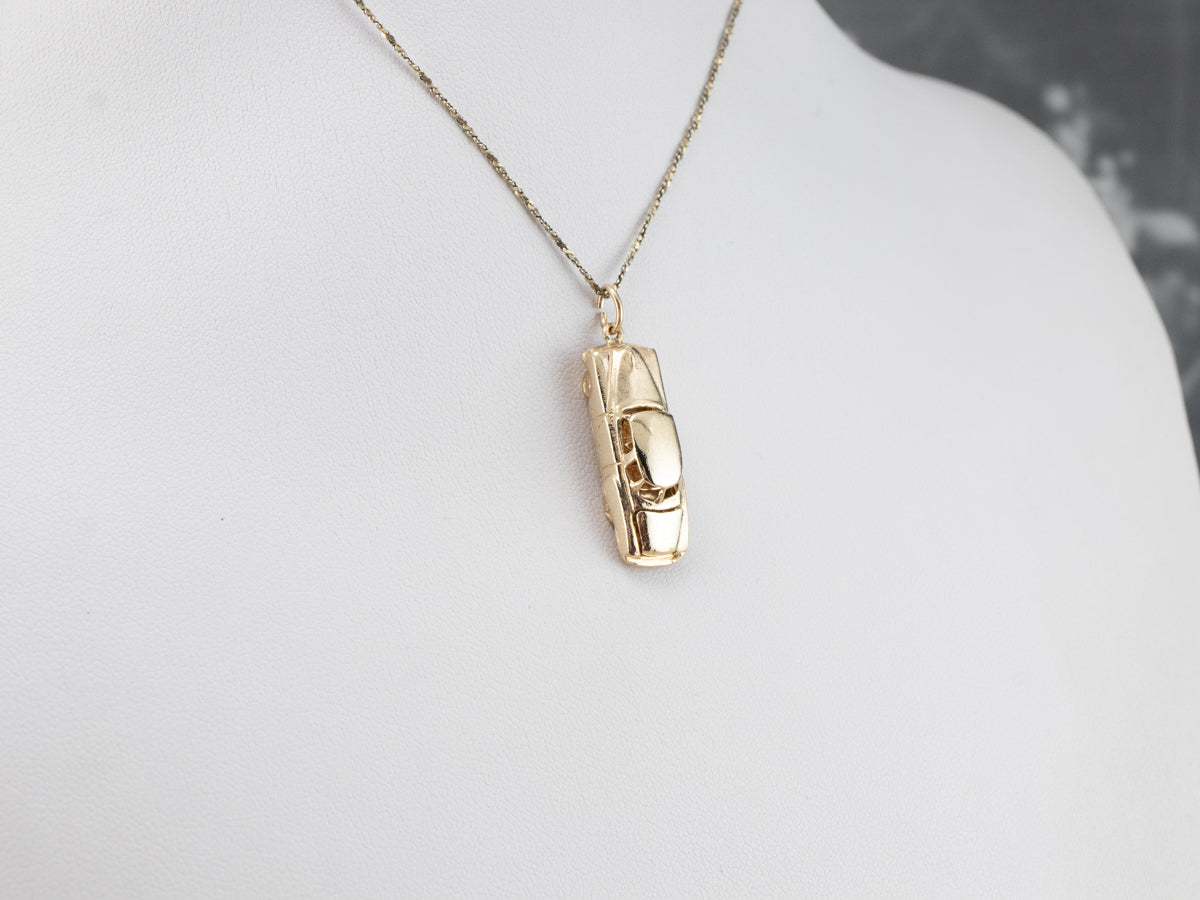 Vintage Car Gold Charm Pendant