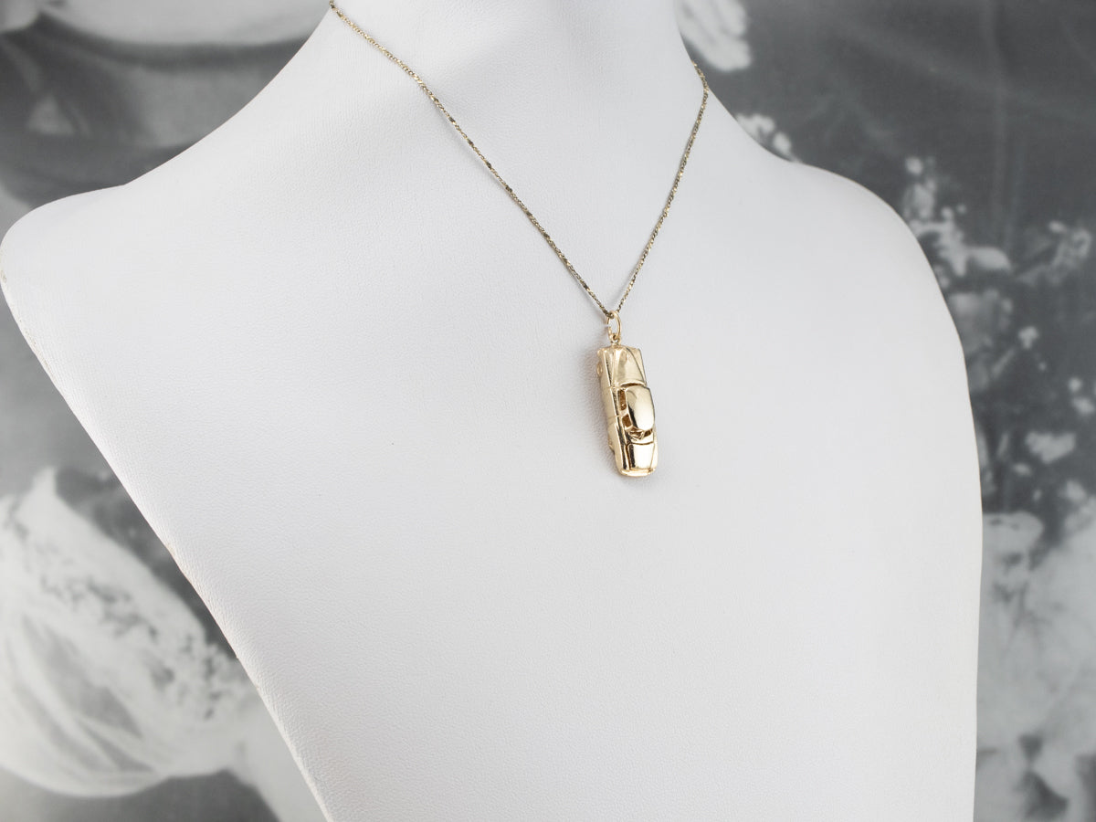 Vintage Car Gold Charm Pendant