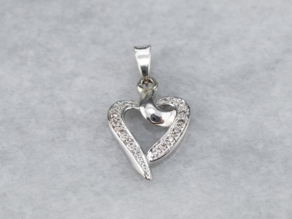 Modern Diamond Gold Heart Pendant