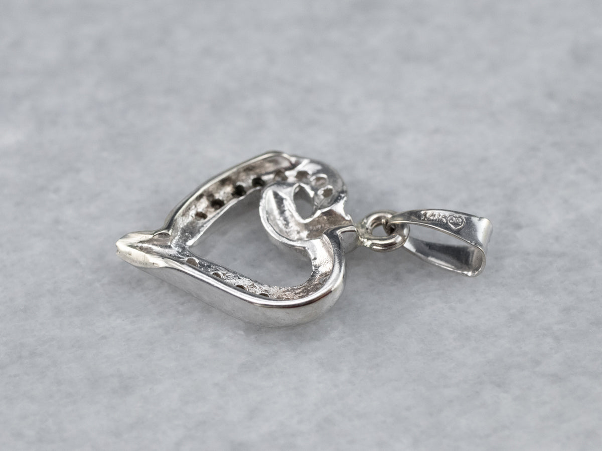 Modern Diamond Gold Heart Pendant