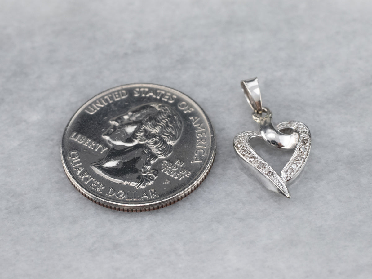 Modern Diamond Gold Heart Pendant