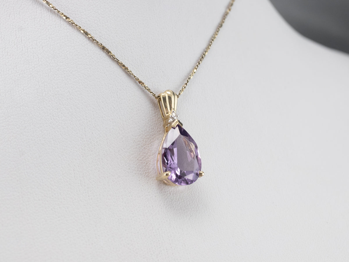 Amethyst Diamond Gold Pendant