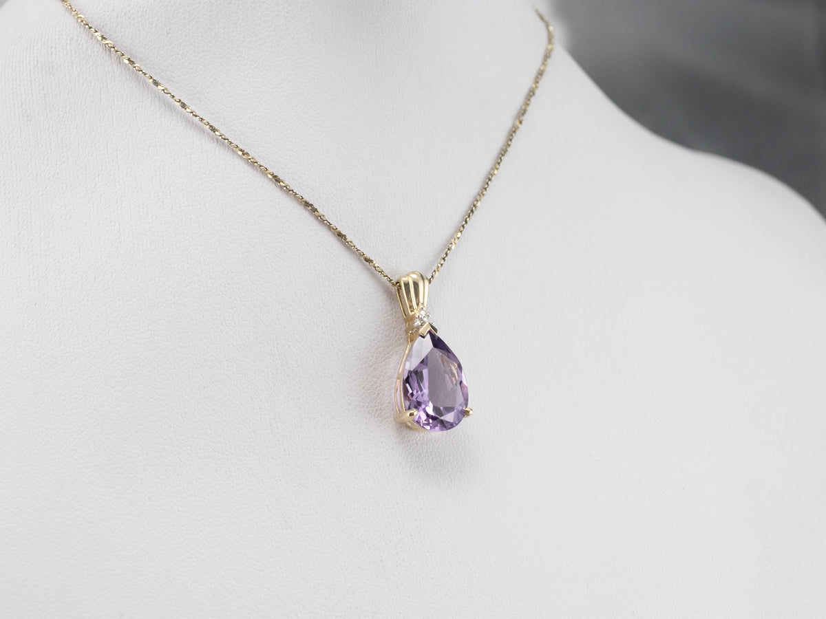 Amethyst Diamond Gold Pendant