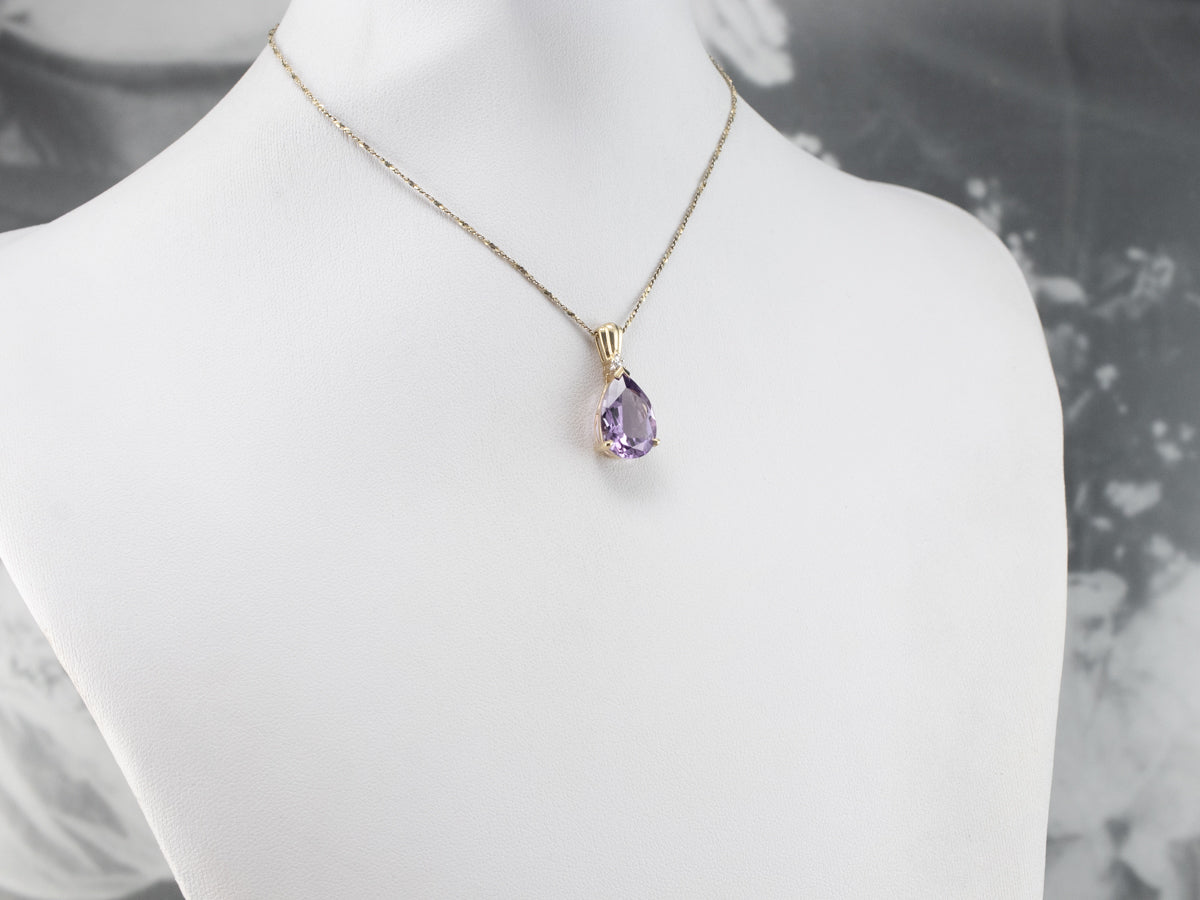 Amethyst Diamond Gold Pendant