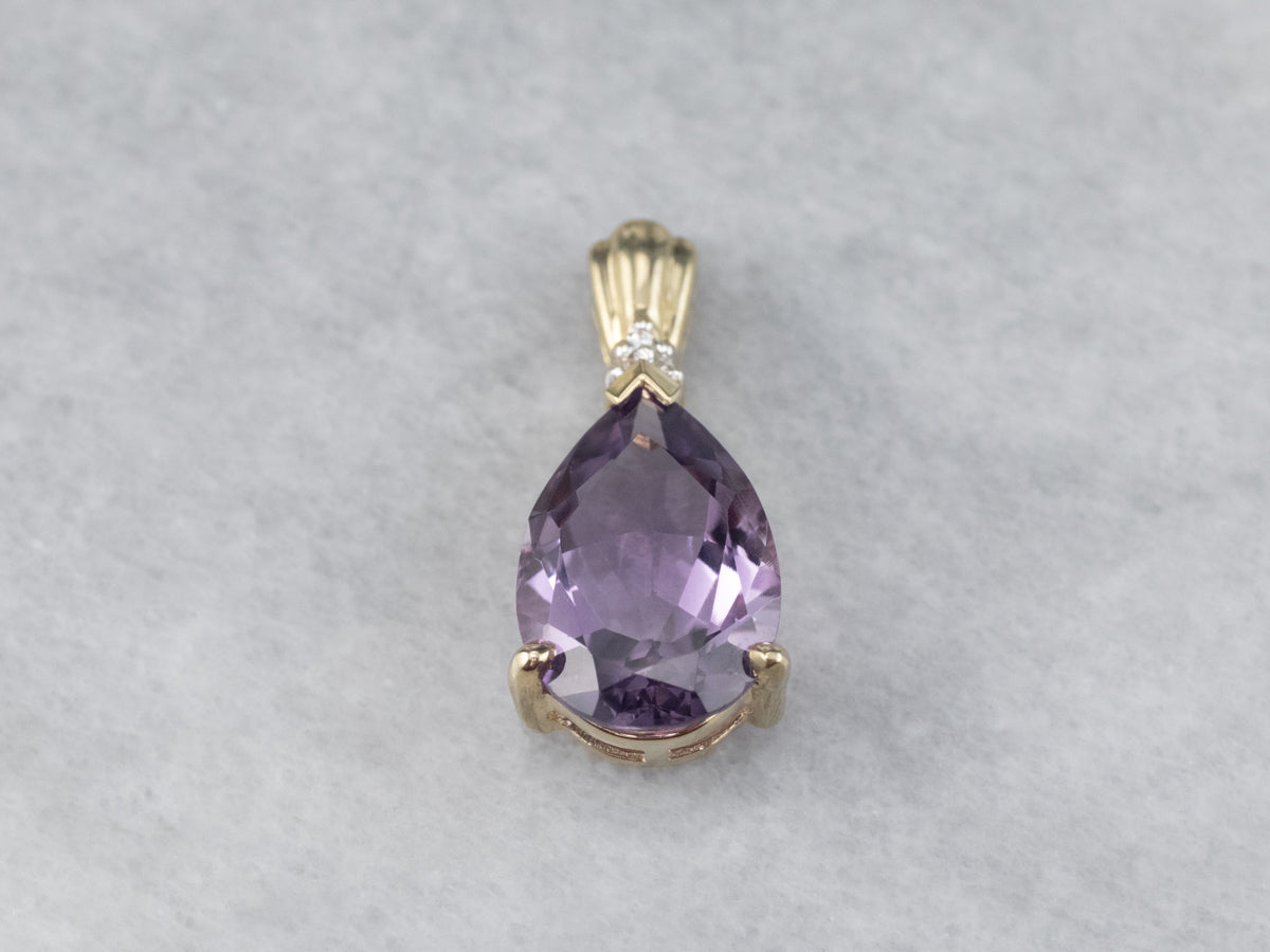 Amethyst Diamond Gold Pendant