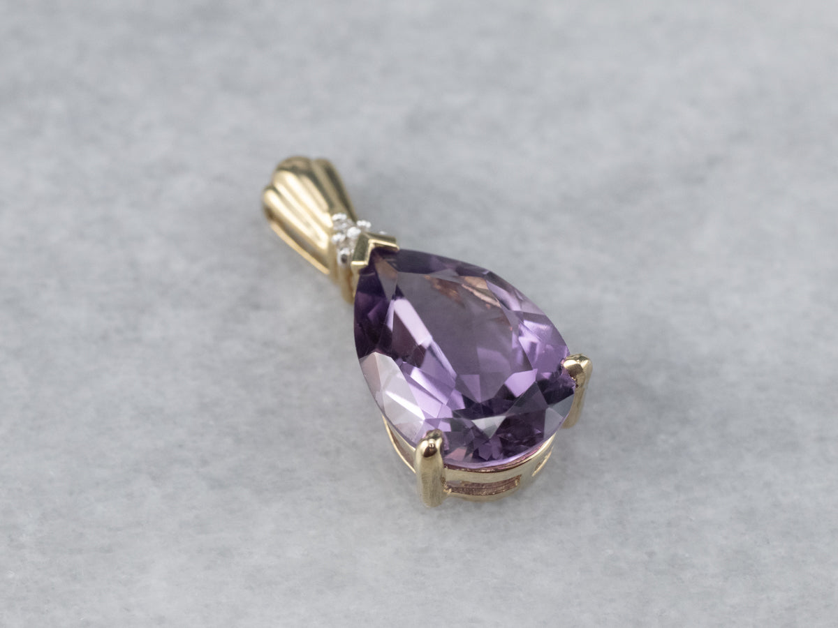 Amethyst Diamond Gold Pendant