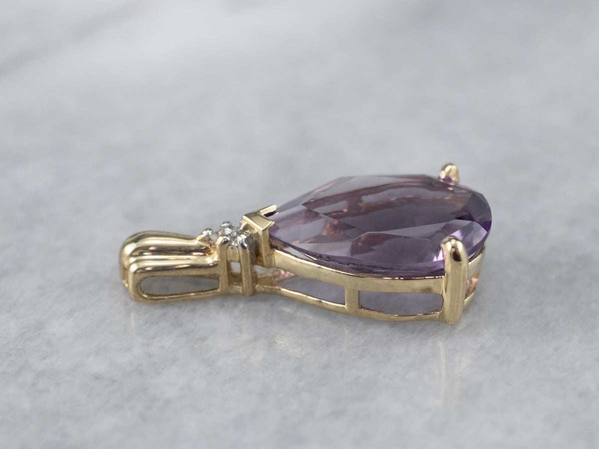 Amethyst Diamond Gold Pendant