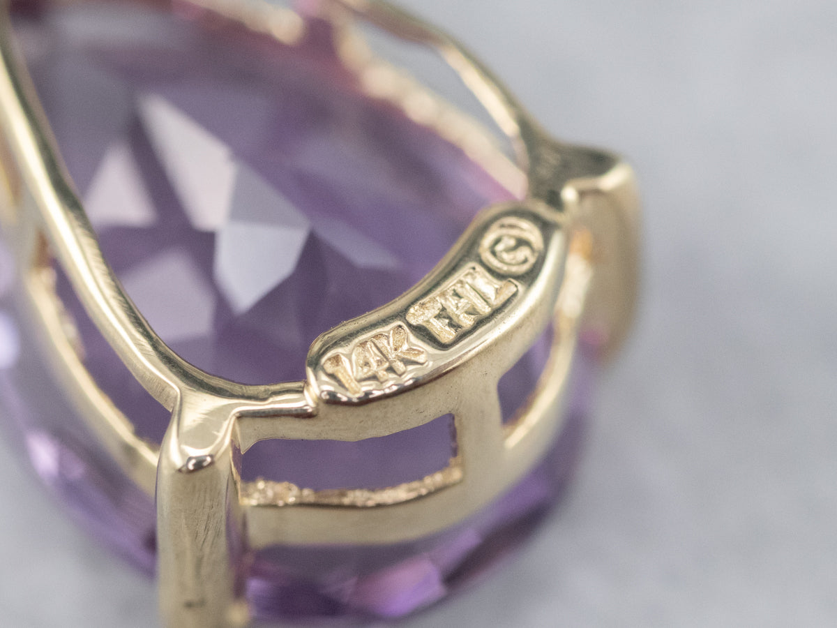 Amethyst Diamond Gold Pendant