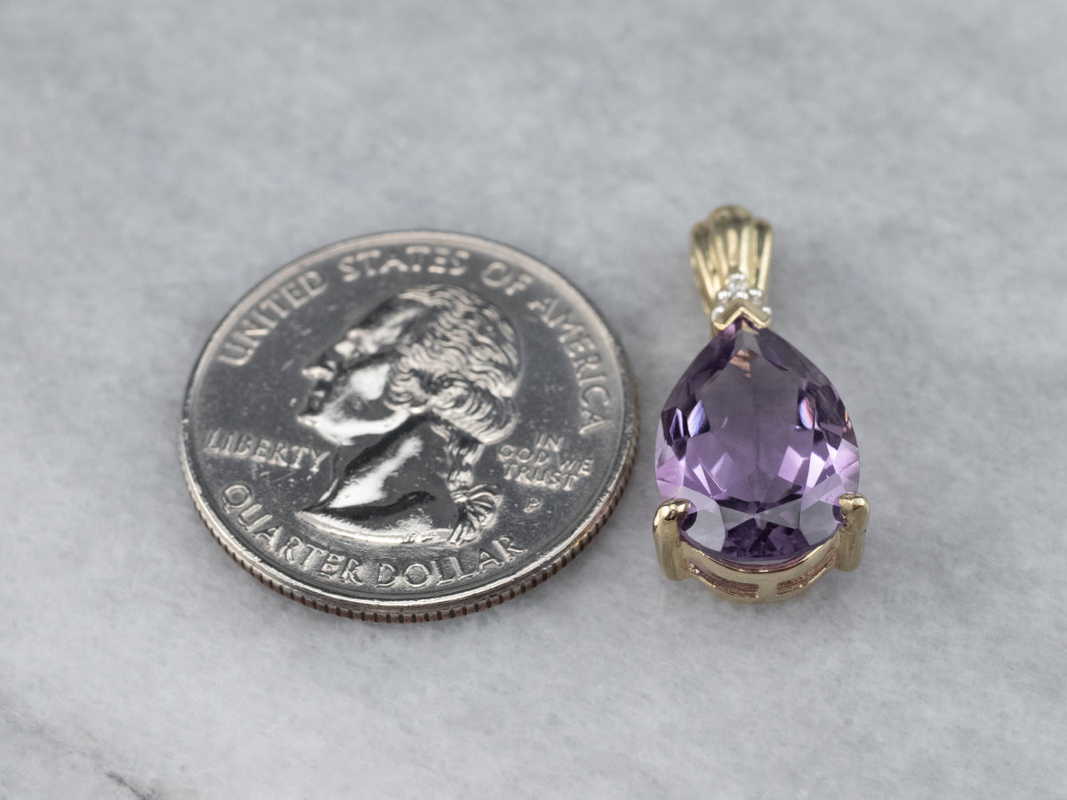 Amethyst Diamond Gold Pendant