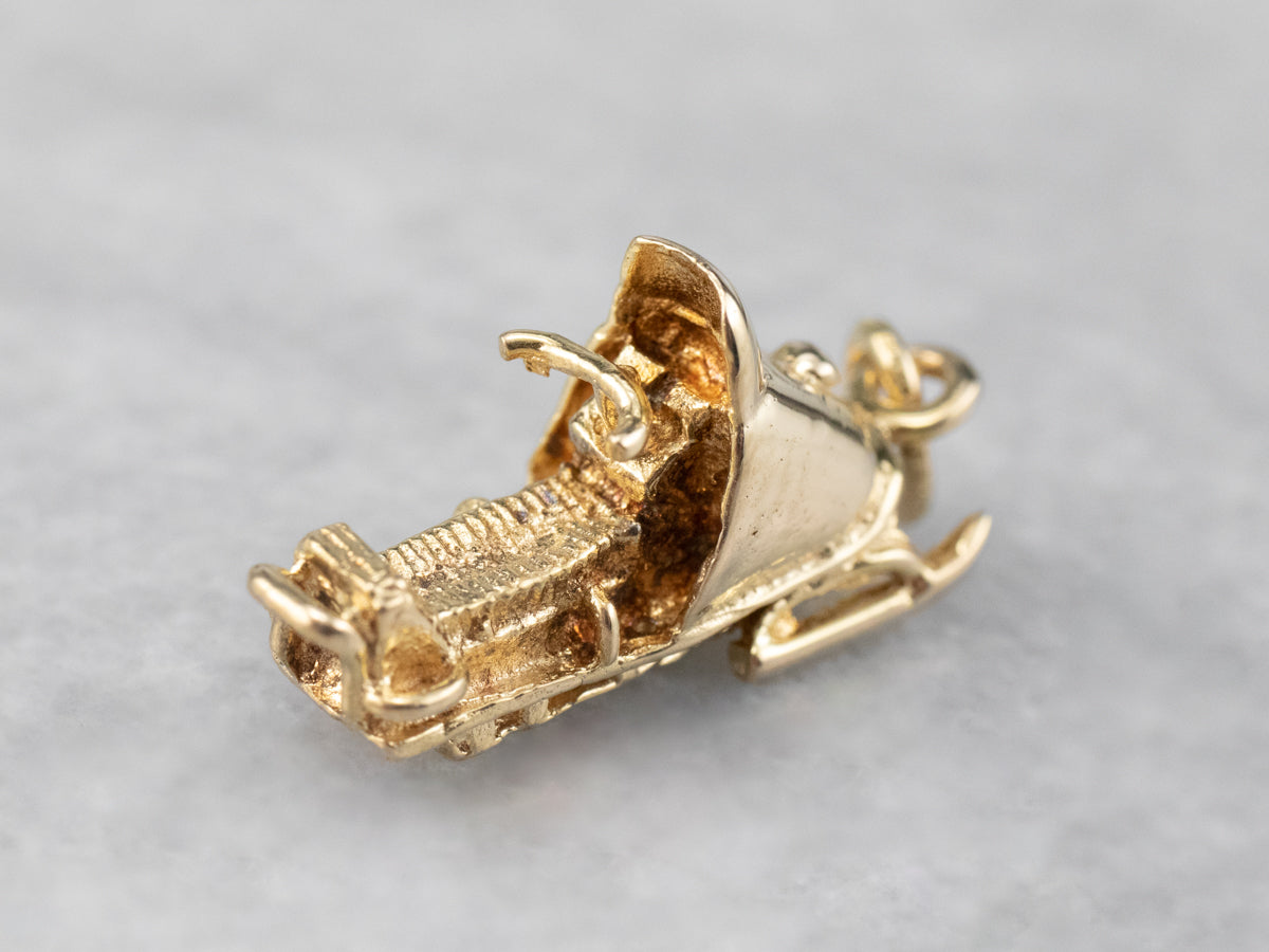 Gold Snowmobile Charm