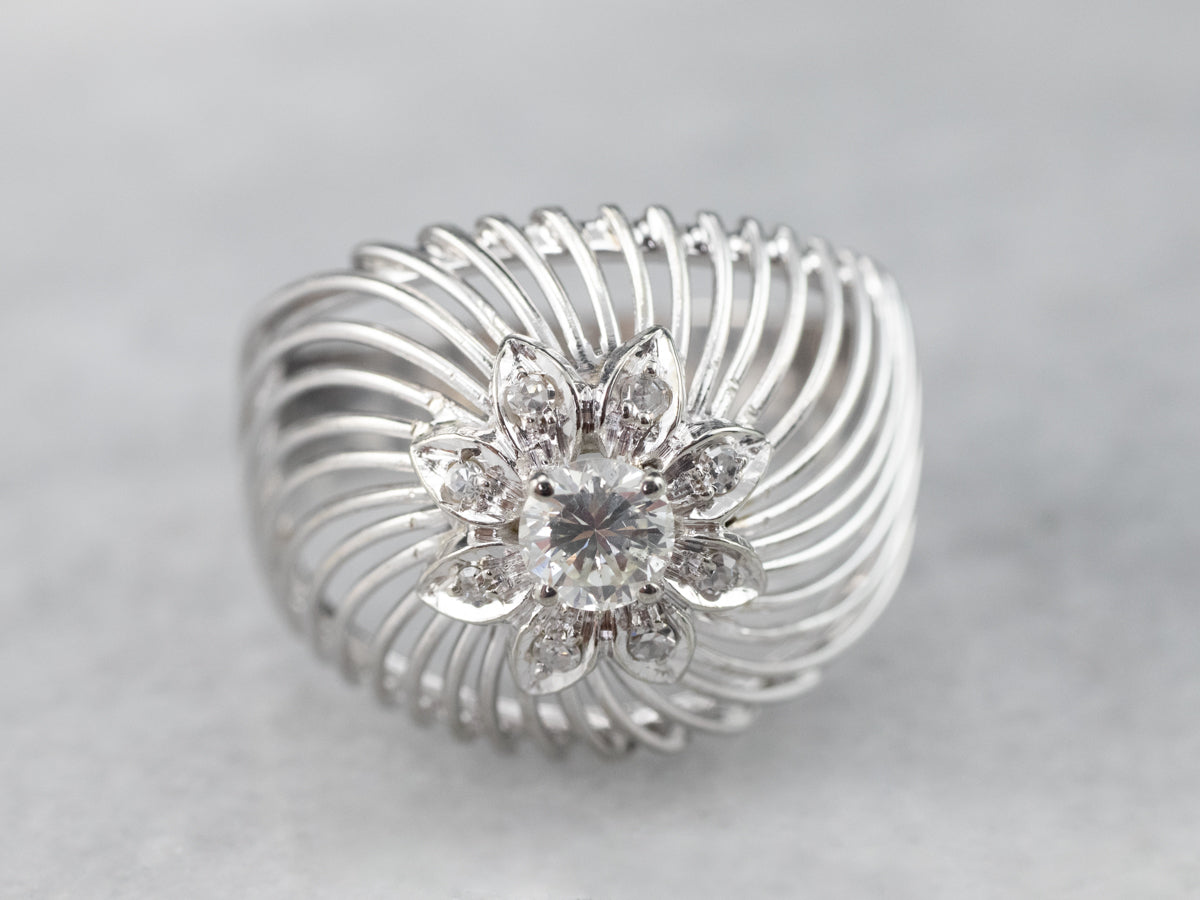 Diamond White Gold Openwork Statement Ring