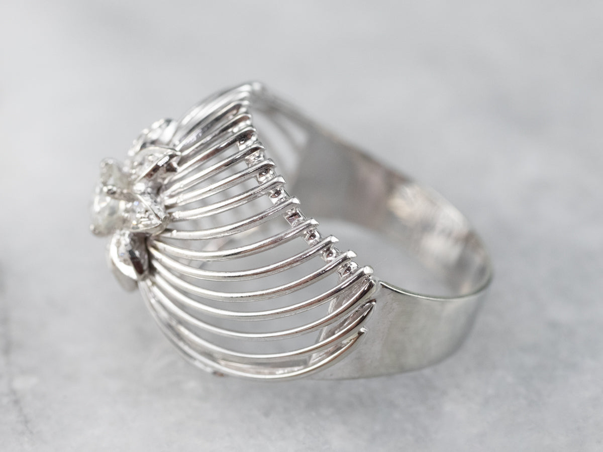 Diamond White Gold Openwork Statement Ring