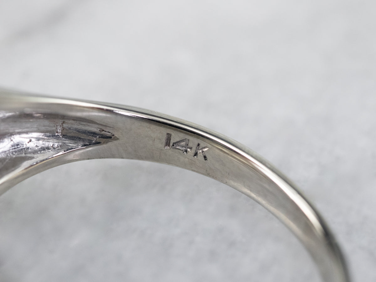 Three Row Diamond White Gold Band