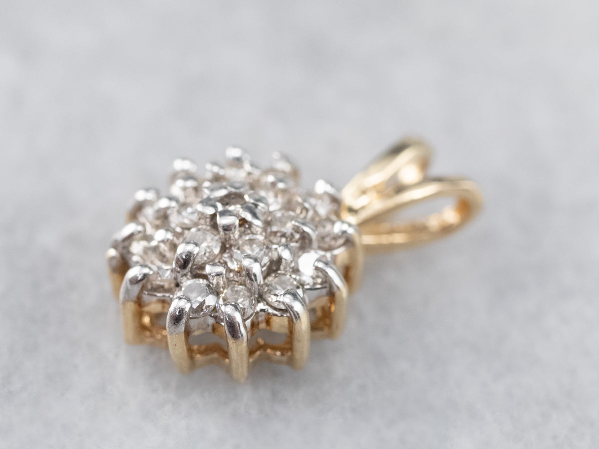 Diamond Cluster Gold Pendant
