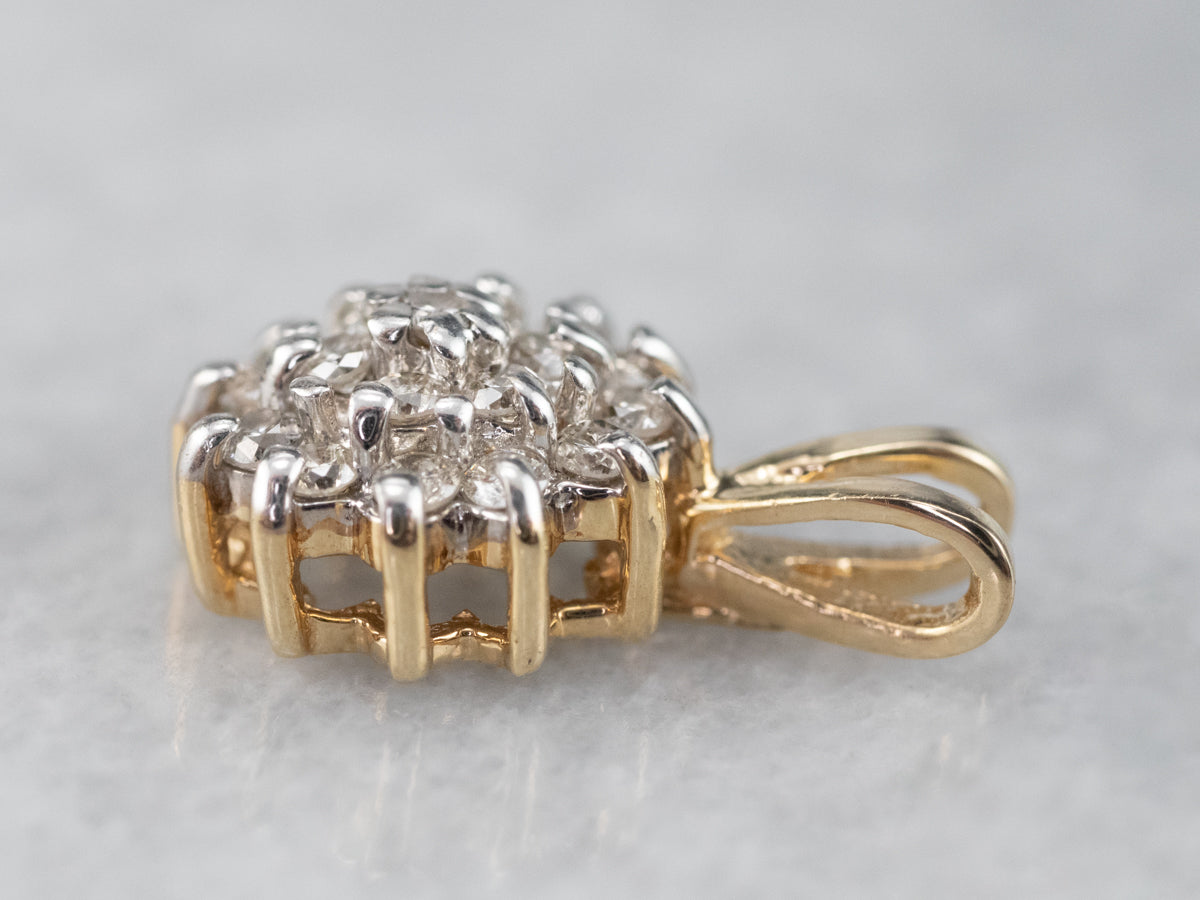 Diamond Cluster Gold Pendant