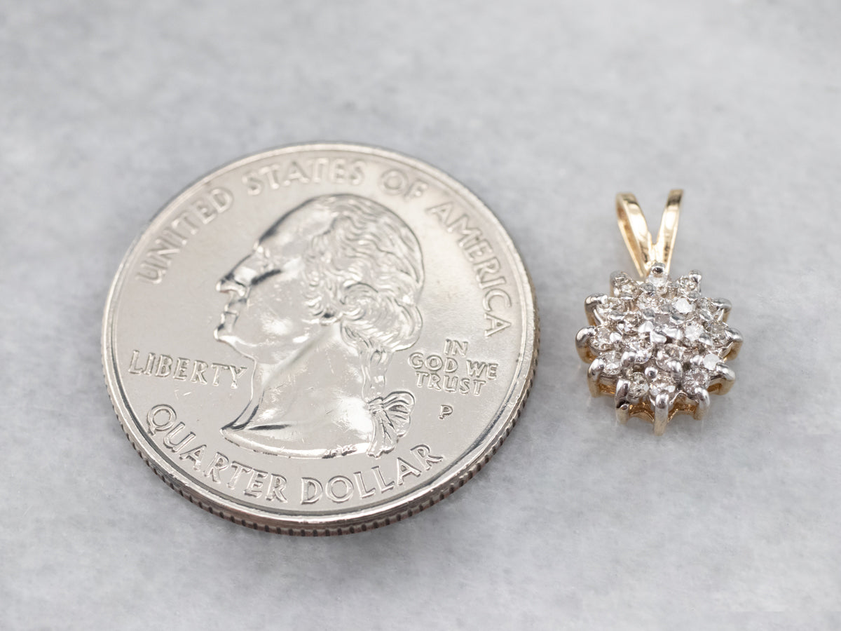 Diamond Cluster Gold Pendant