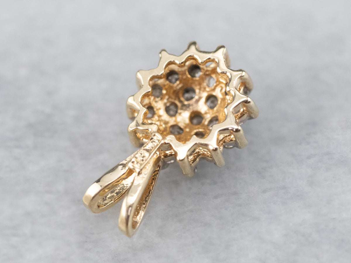 Diamond Cluster Gold Pendant