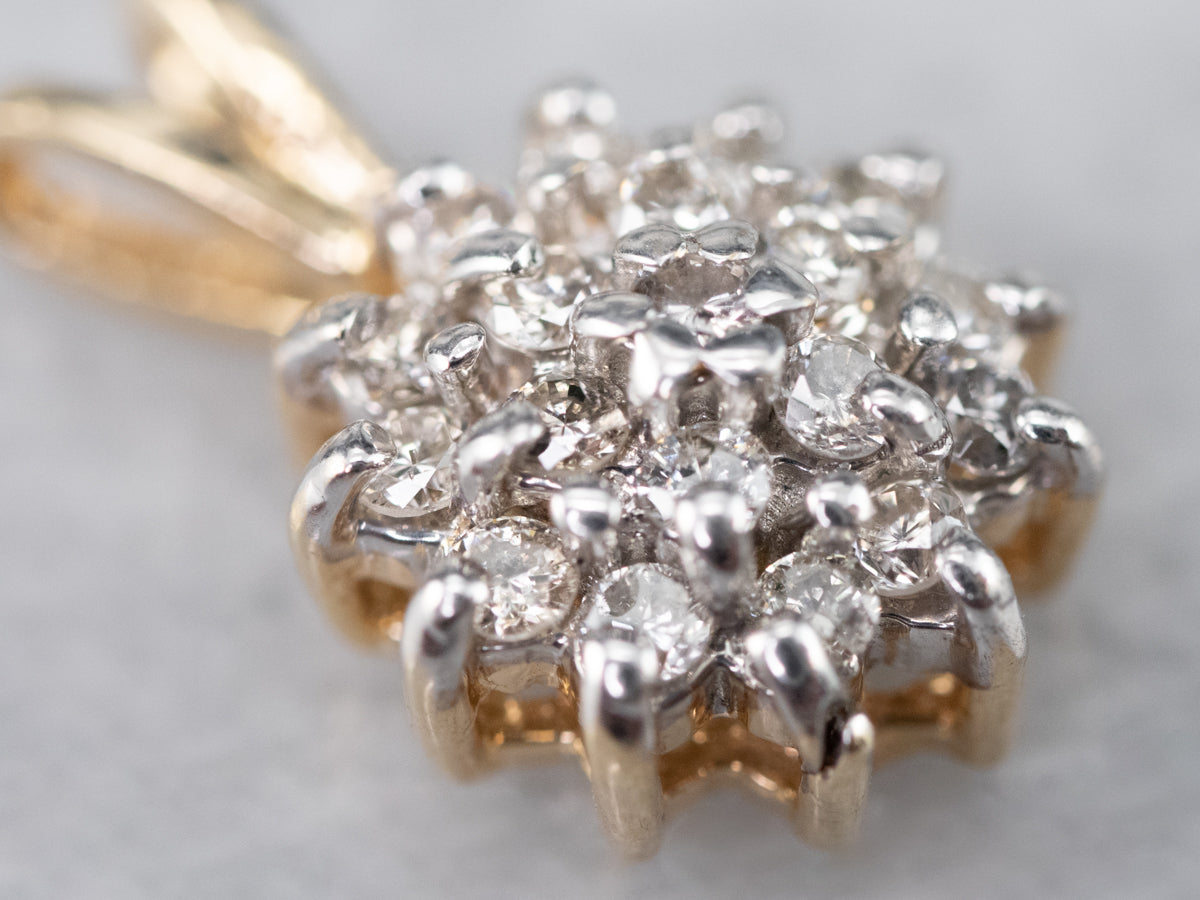 Diamond Cluster Gold Pendant