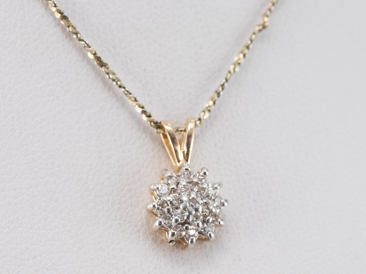 Diamond Cluster Gold Pendant