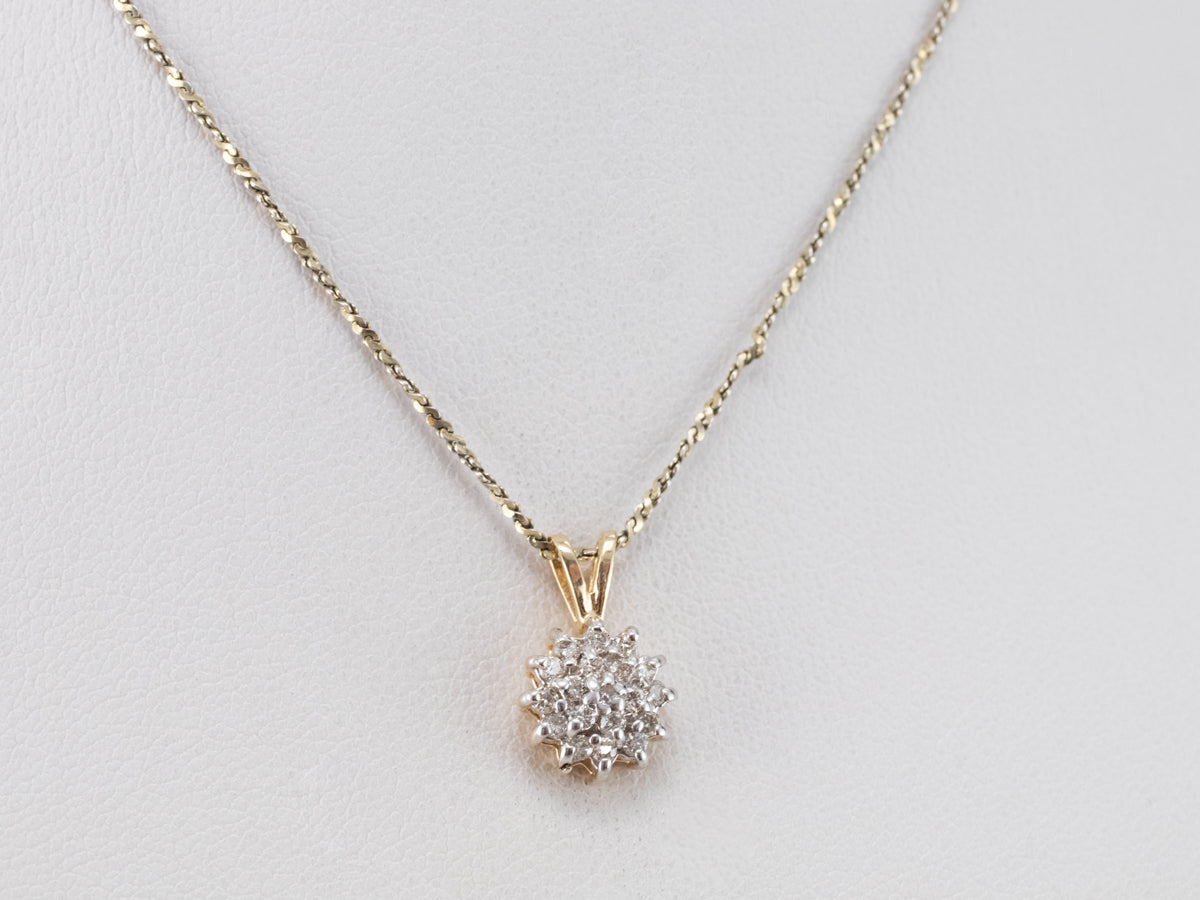 Diamond Cluster Gold Pendant