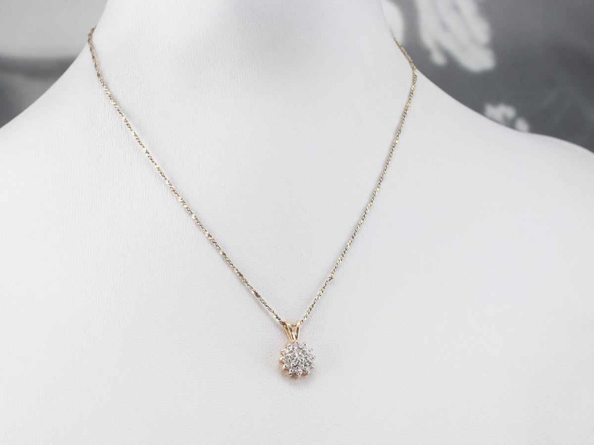 Diamond Cluster Gold Pendant