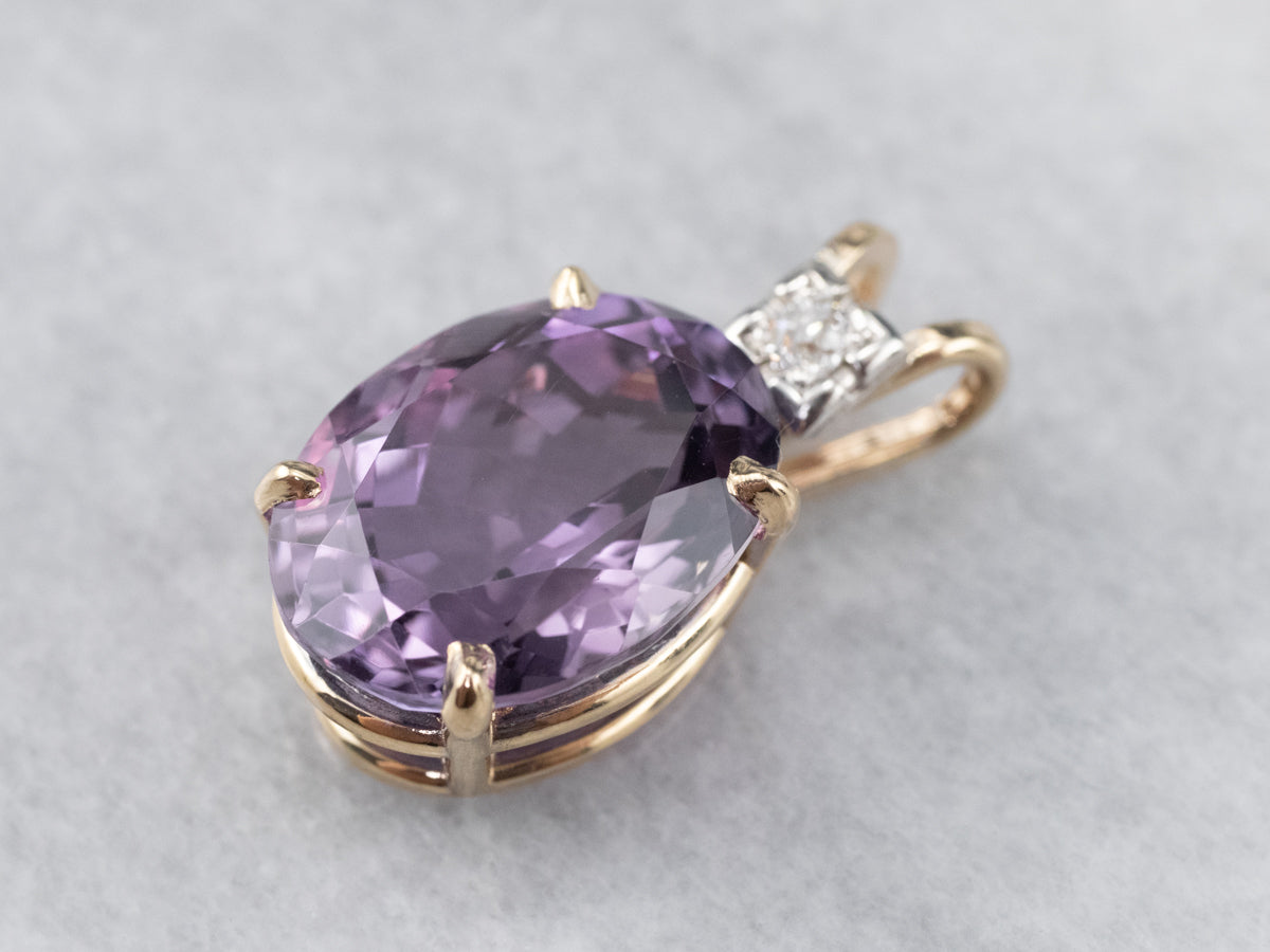 Amethyst Diamond Gold Pendant