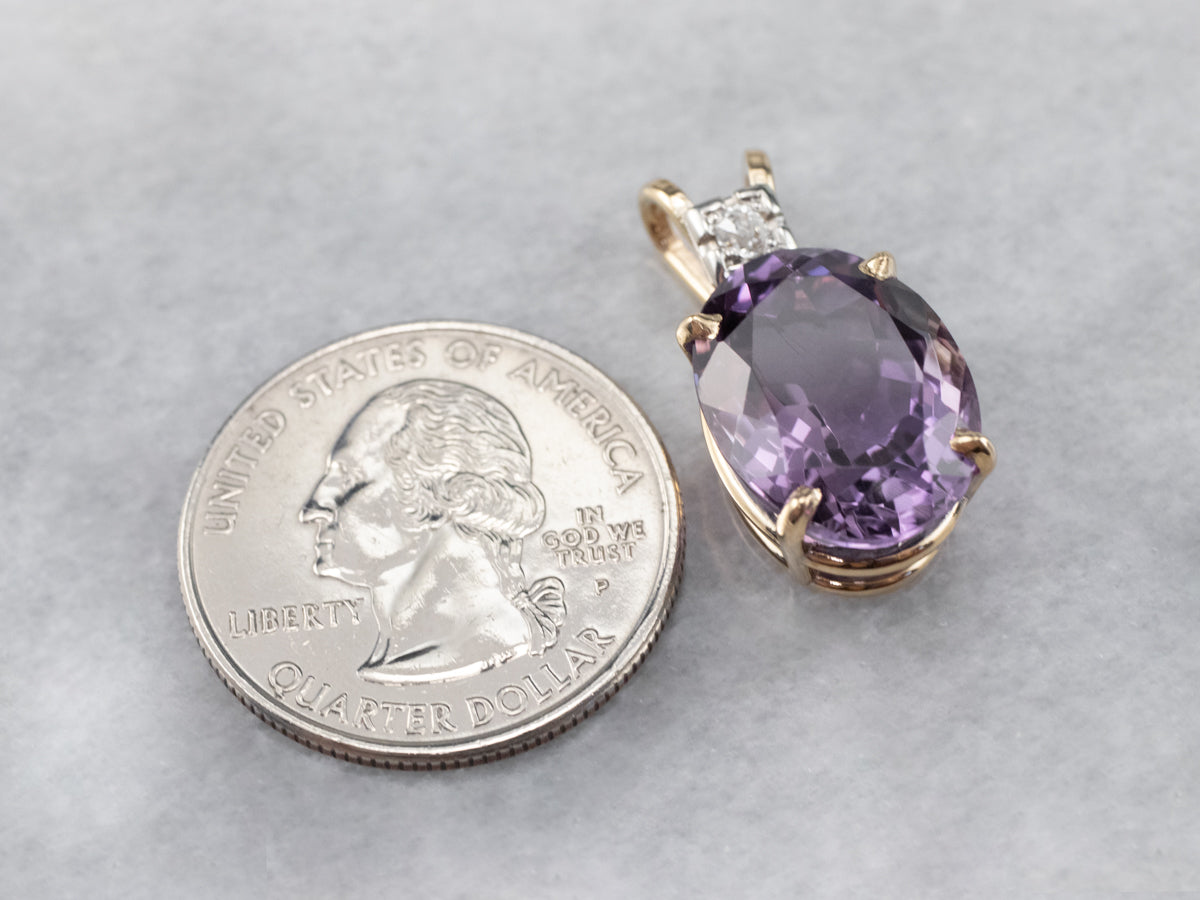 Amethyst Diamond Gold Pendant