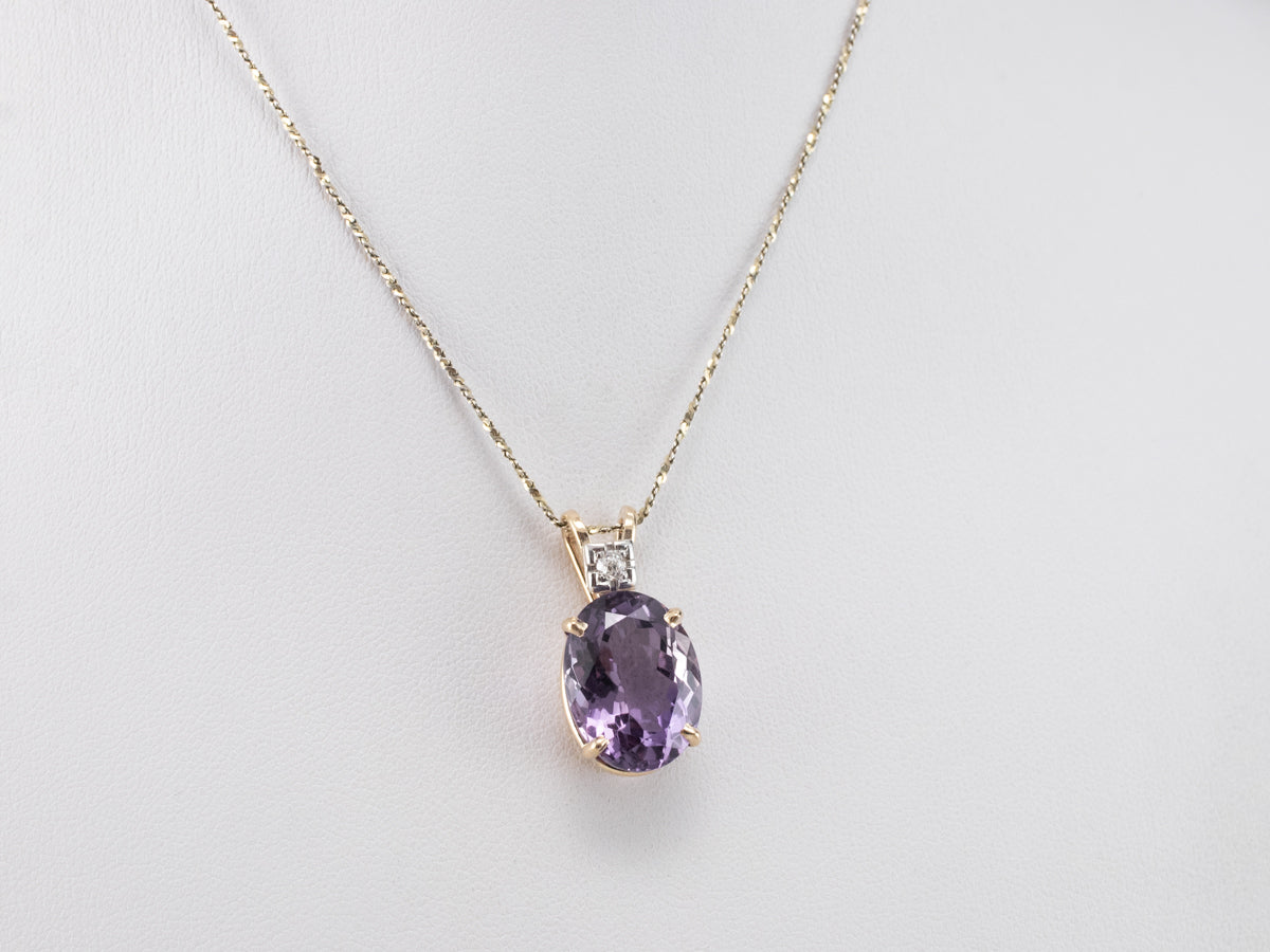 Amethyst Diamond Gold Pendant