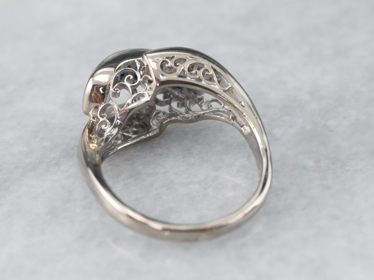 Sapphire Diamond White Gold Bypass Band