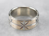 Two Tone Gold Star Patterned Band Ring