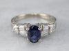 White Gold Sapphire and Diamond Ring