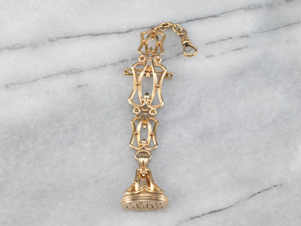 Fob y cadena de reloj antiguo "SAR"