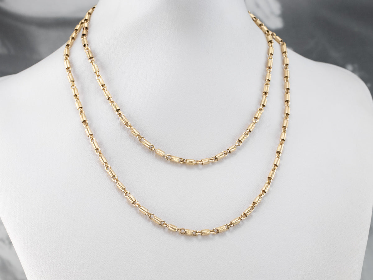Long Gold Tube Link Chain - Market Square Jewelers