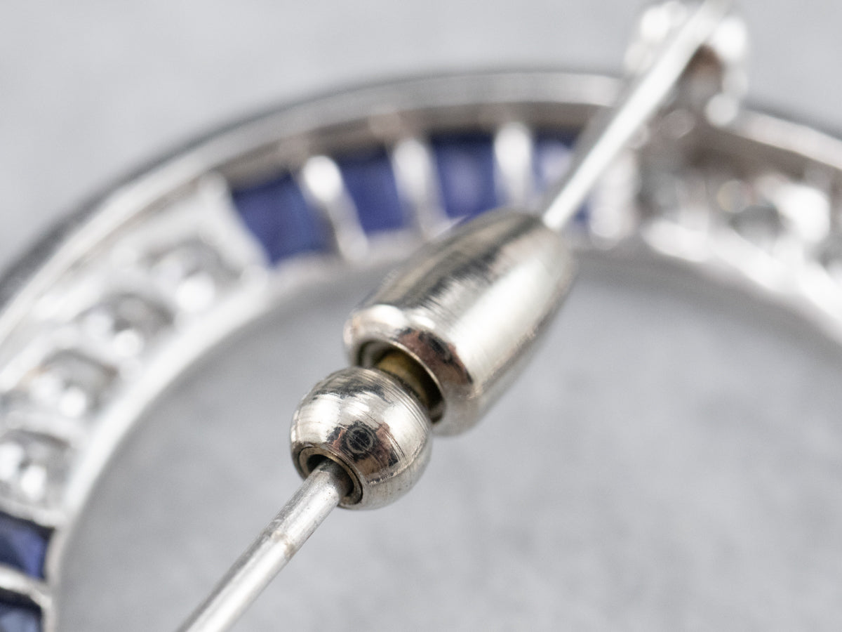 Synthetic Sapphire and Diamond Circle Pin