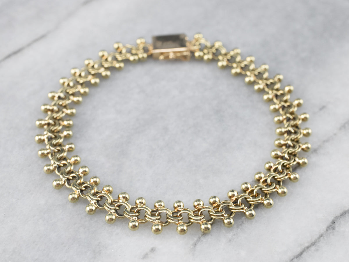 Woven Fancy Link Gold Beaded Bracelet