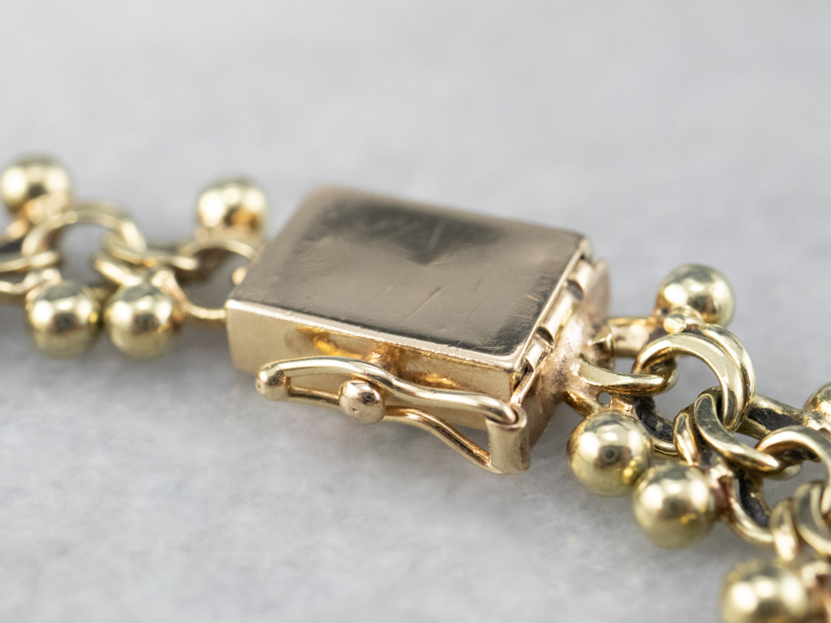 Woven Fancy Link Gold Beaded Bracelet