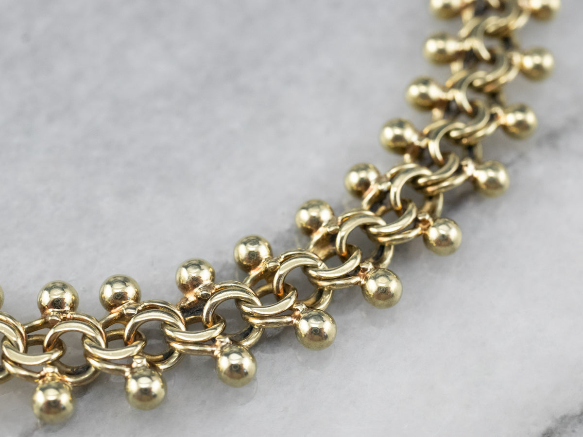 Woven Fancy Link Gold Beaded Bracelet