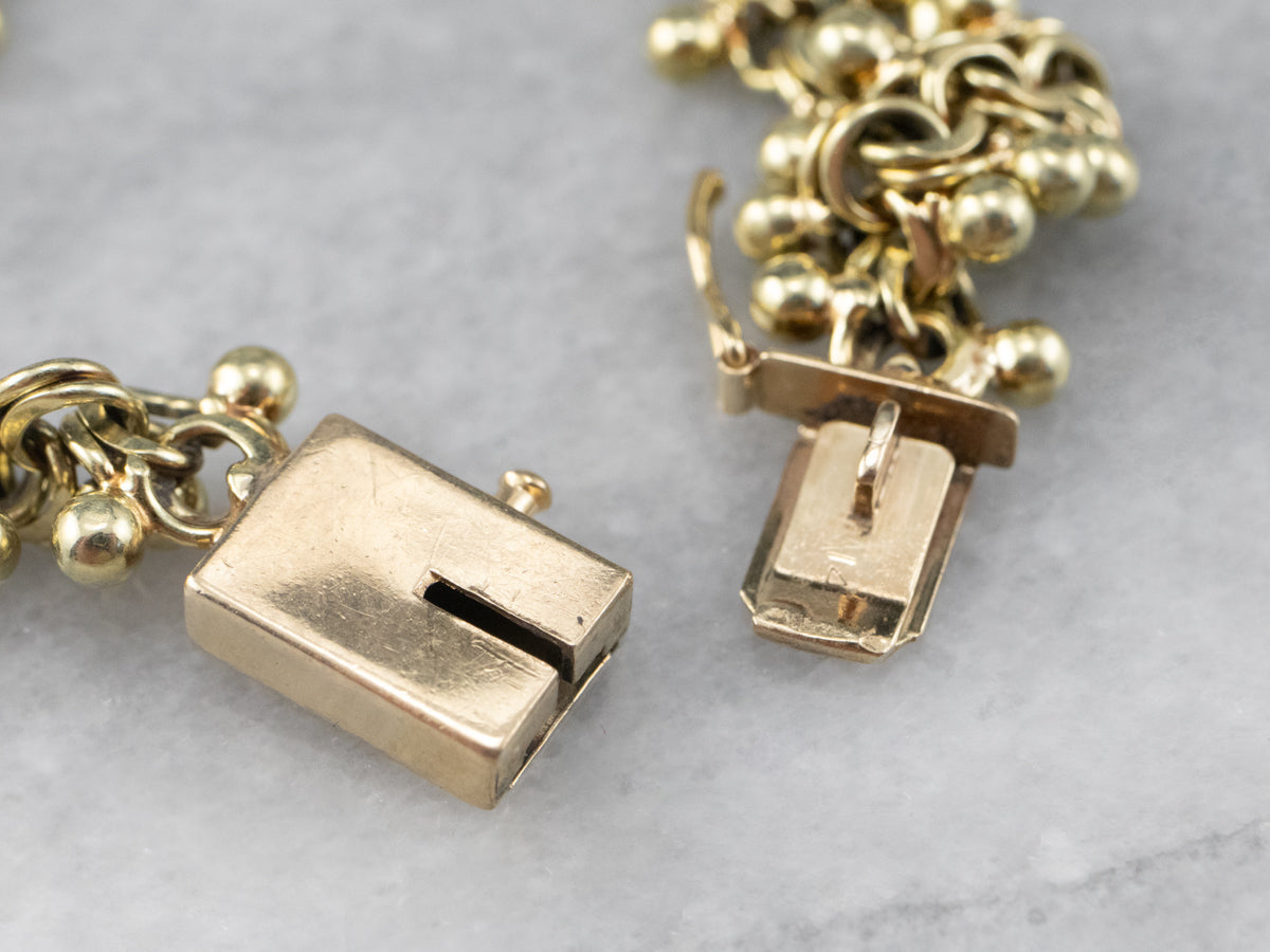 Woven Fancy Link Gold Beaded Bracelet